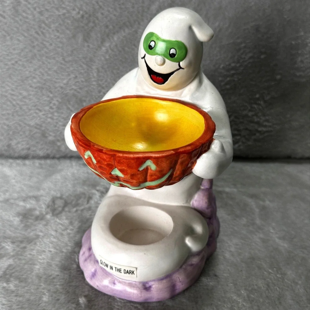 Michael Sparks Ghost Tealight Wax Warmer Glow in Dark Halloween Pumpkin Bowl